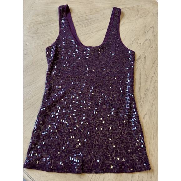 Vintage Express Cami Tank Burgundy Babydoll Y2K beads Sequins Whimsical Club M - Picture 13 of 13